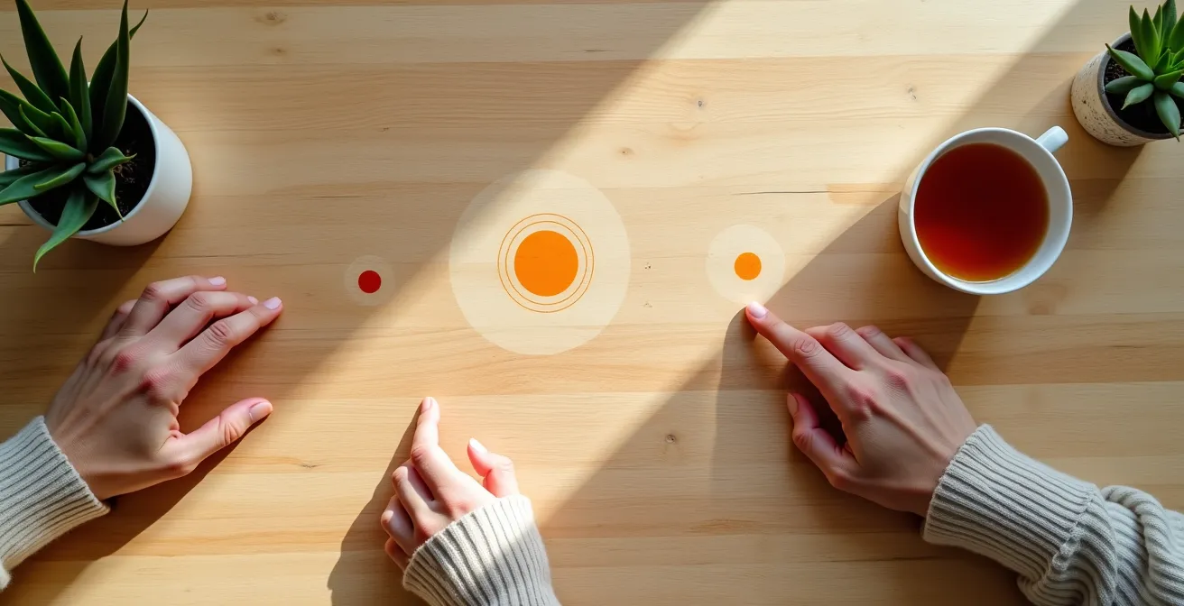 Mani che indicano date su un calendario con simboli astrologici stilizzati