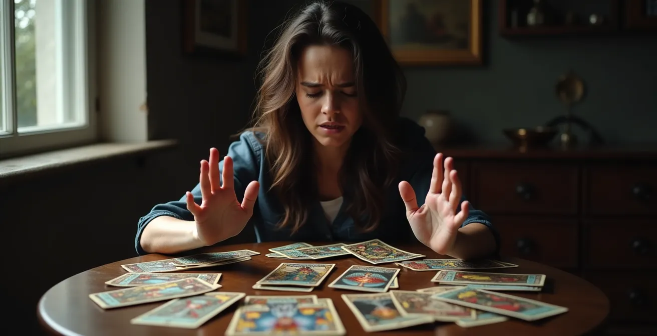 Rappresentazione simbolica del cartomancy shopping con mazzi multipli