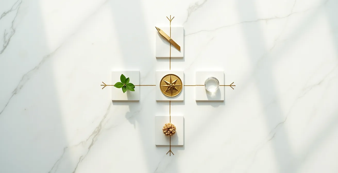 Schema circolare con quattro sezioni colorate rappresentanti Potenziale, Azione, Rischio e Illuminazione