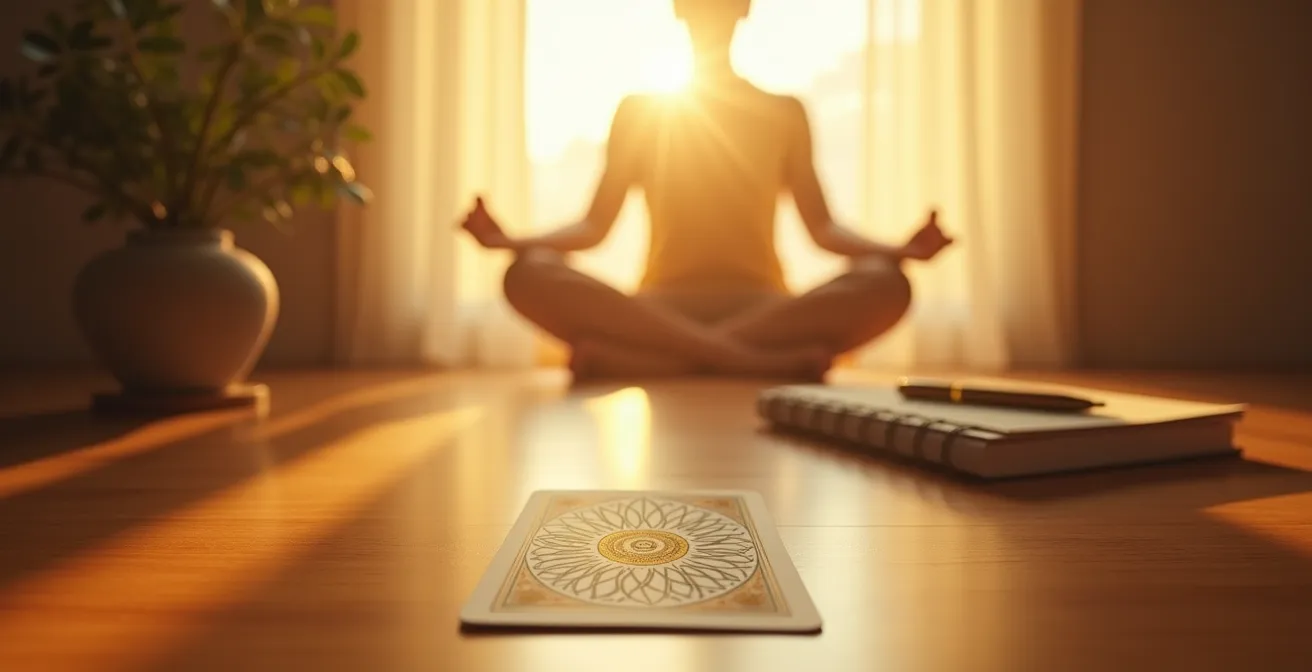 Rituale mattutino di meditazione con tarocchi per la concentrazione lavorativa